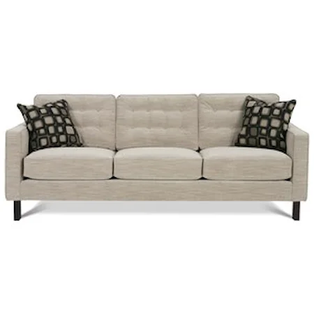 Upholstered Three-Seat Sofa with Wood Legs